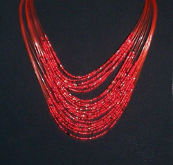 Red Seed Bead Statement Necklace